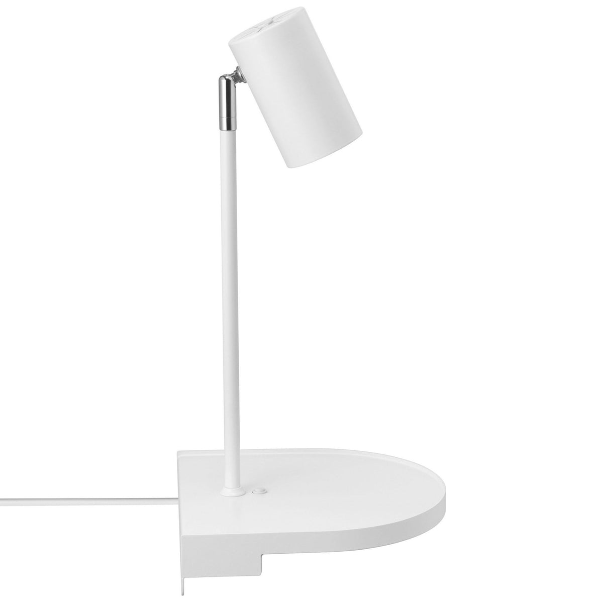 Cody Plugged Adjustable Wall Mounted Lamp In White With Shelf