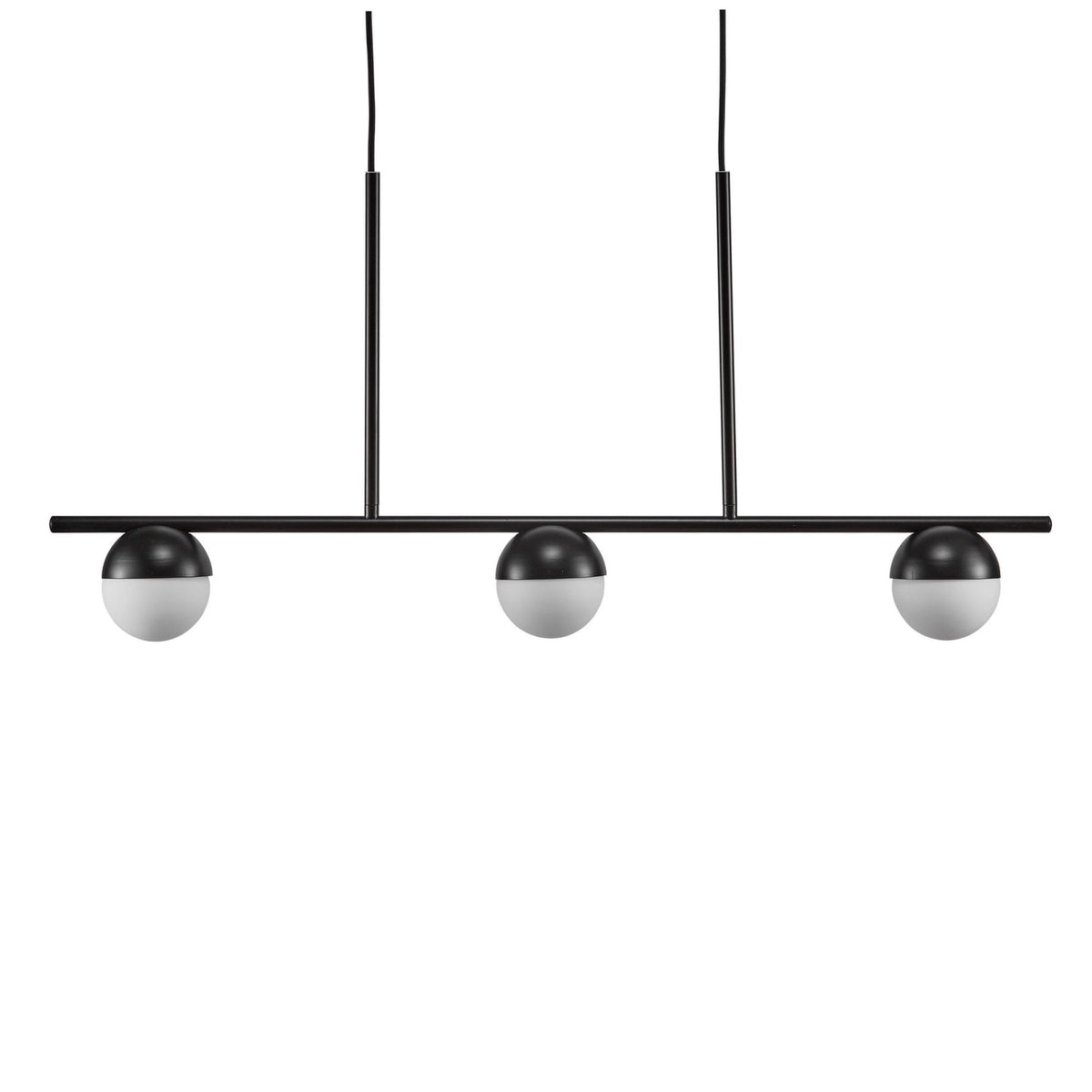 Contina 3 Light Linear Pendant in Black with Opal Glass