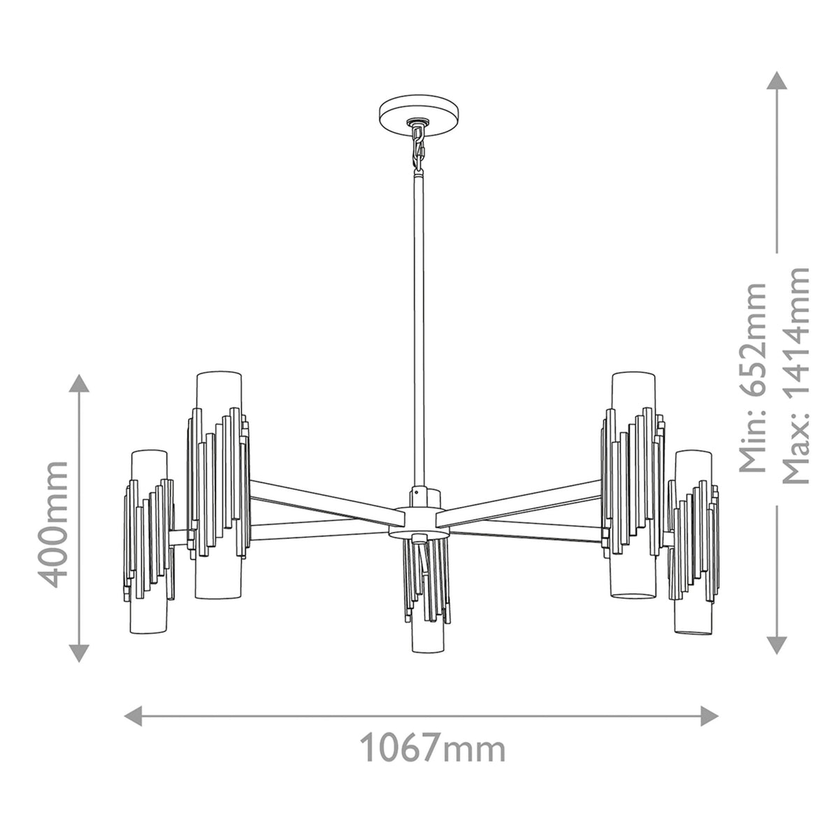 Marvele Ten Lamp Five Arm Chandelier in Aged Brass with Opal Glass Diffusers