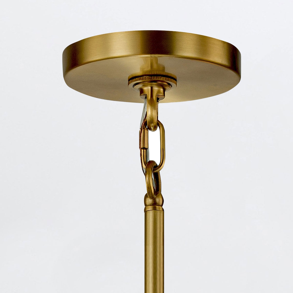 Marvele Eight Lamp Four Arm Chandelier in Aged Brass with Opal Glass Diffusers