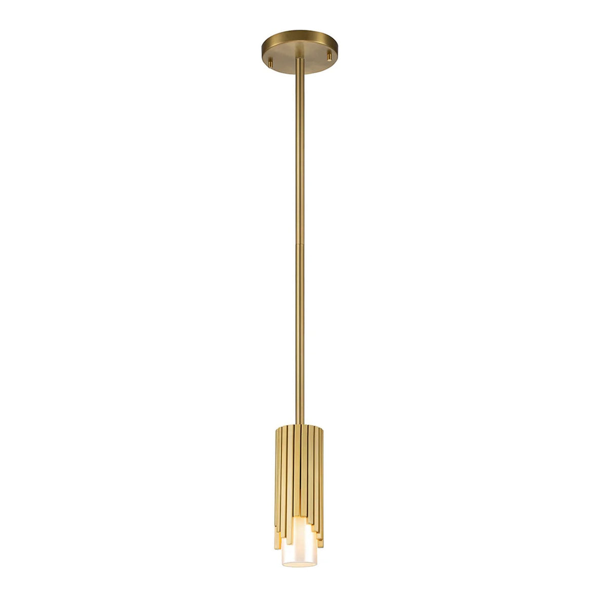 Marvele Flush Mount or Single Drop Pendant in Aged Brass with Opal Glass Diffuser