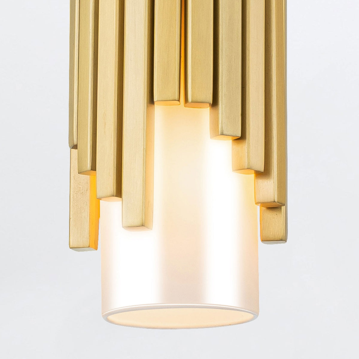 Marvele Flush Mount or Single Drop Pendant in Aged Brass with Opal Glass Diffuser