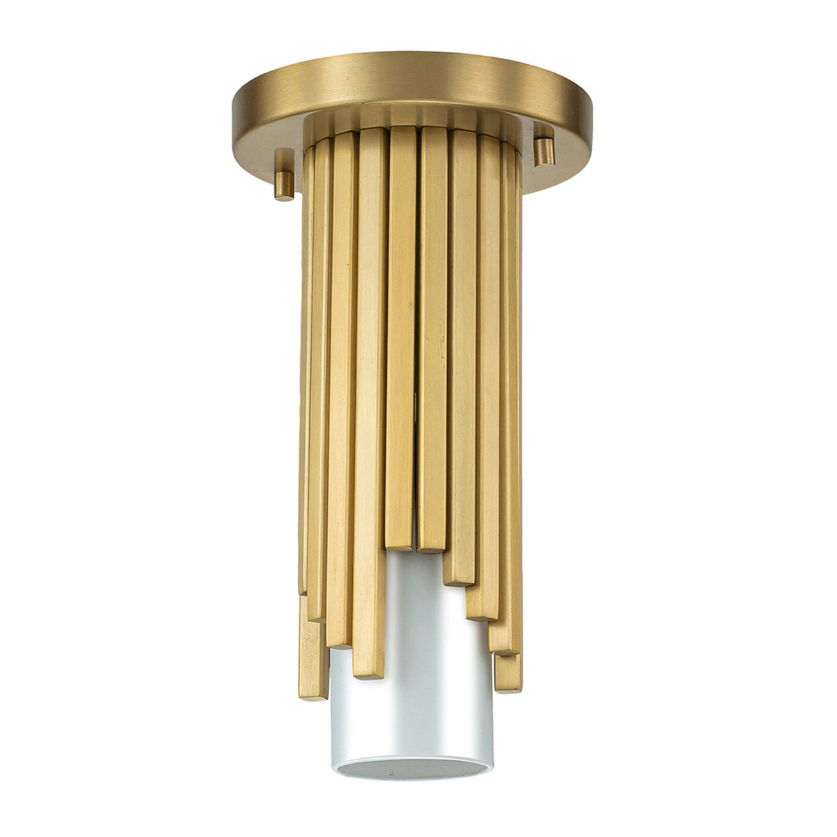 Marvele Flush Mount or Single Drop Pendant in Aged Brass with Opal Glass Diffuser