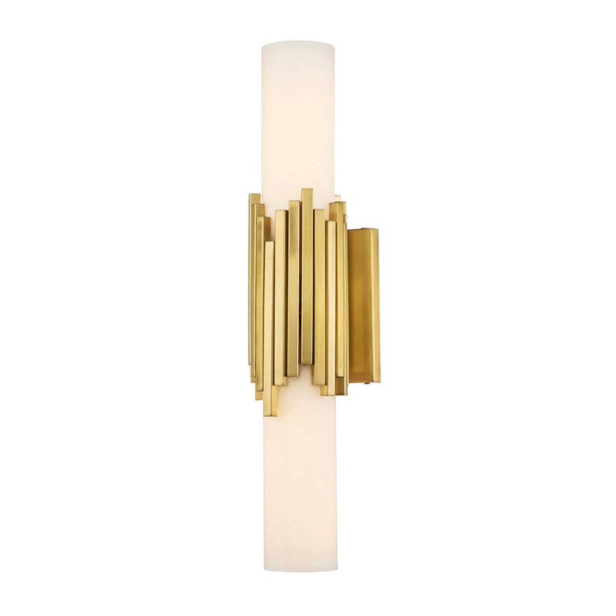 Marvele IP44 Up and Down Wall Light in Aged Brass with Opal Glass Diffusers