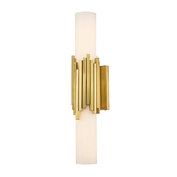 Marvele IP44 Up and Down Wall Light in Aged Brass with Opal Glass Diffusers