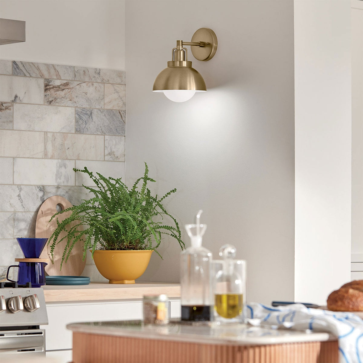 Niva Wall or Pendant or Semi Flush Light in Champagne Bronze with Satin Etched Opal Glass