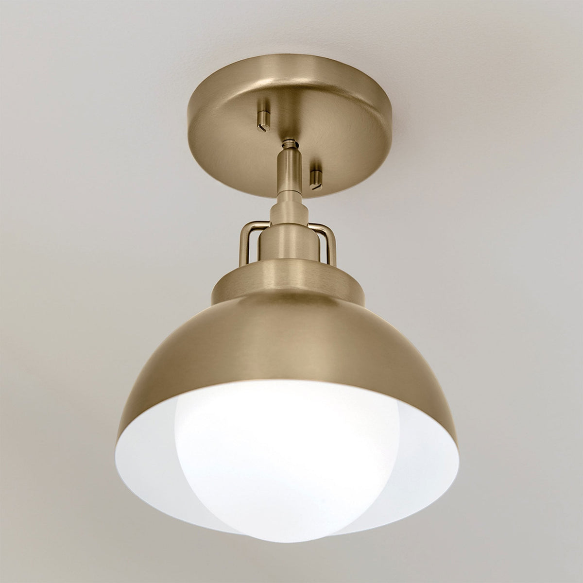 Niva Wall or Pendant or Semi Flush Light in Champagne Bronze with Satin Etched Opal Glass