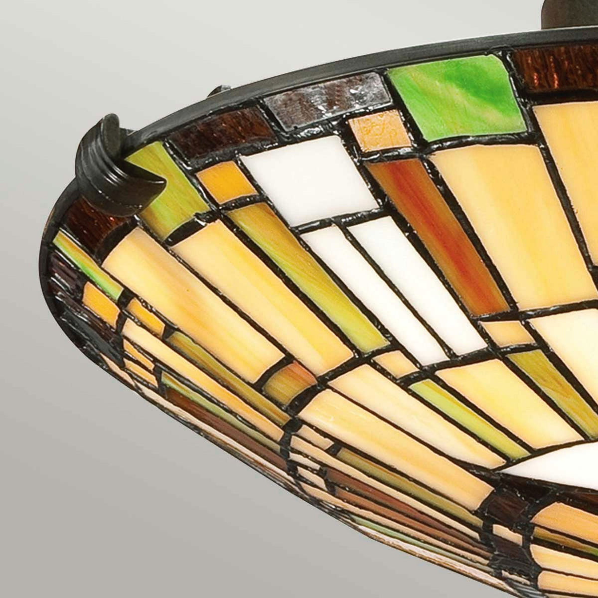 Tiffany Reed Flush Ceiling Light in Valiant Bronze and Art Glass Shade