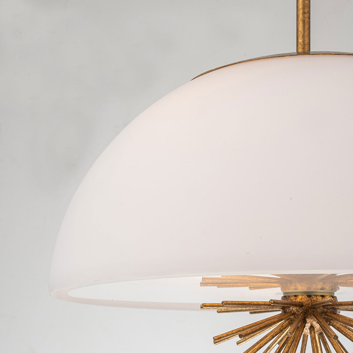 Staring Flush Semi Flush or Pendant Fitting in Distressed Gold with Opal Glass Diffuser