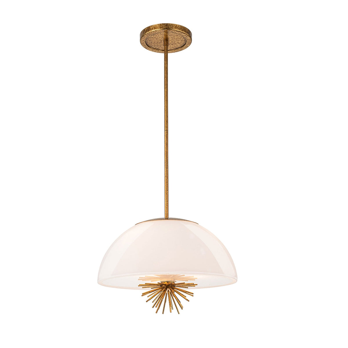 Staring Flush Semi Flush or Pendant Fitting in Distressed Gold with Opal Glass Diffuser