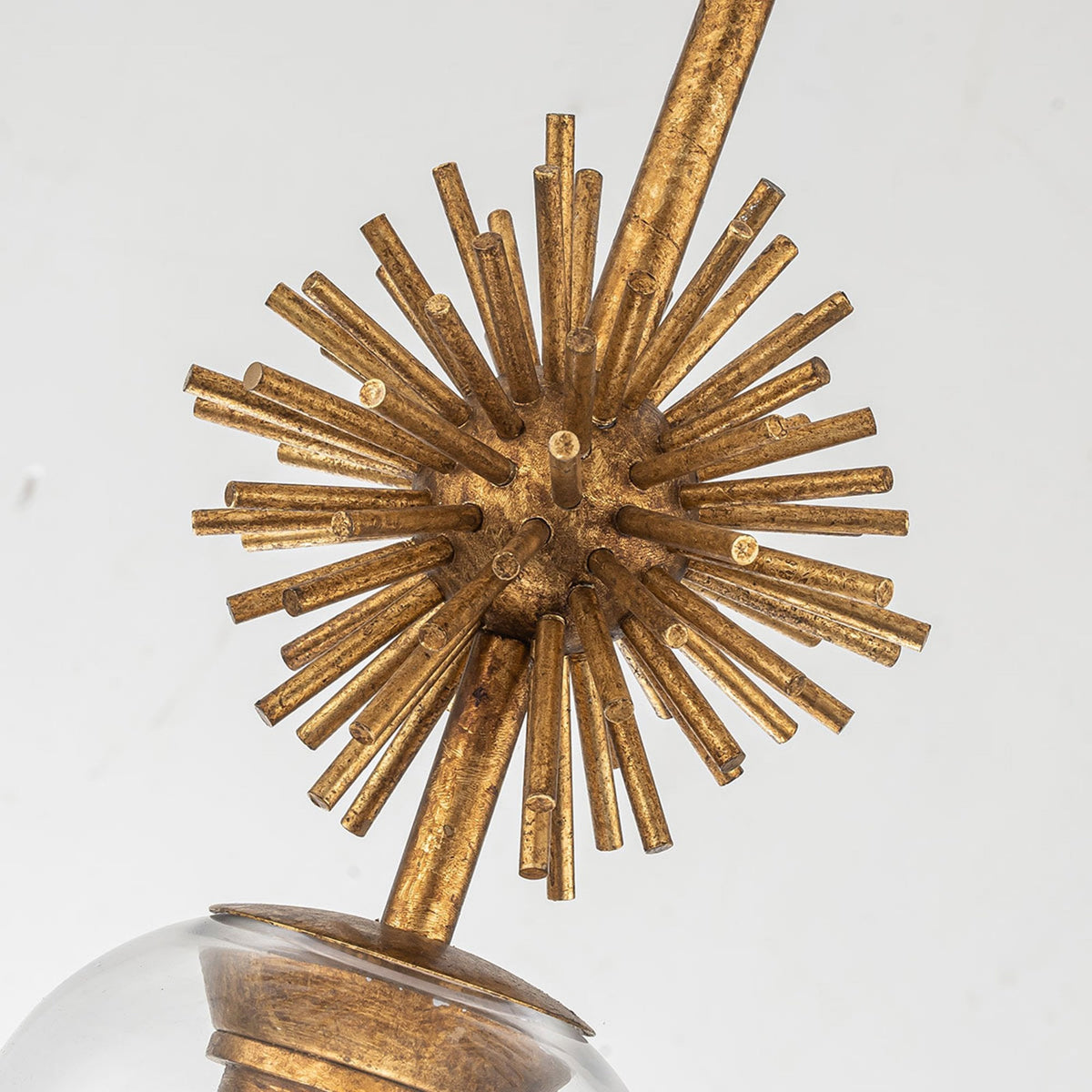Staring Mini Single Drop Pendant in Distressed Gold with Clear Glass Diffuser