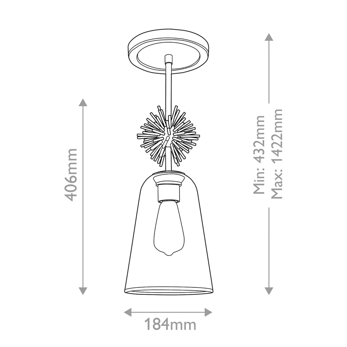 Staring Mini Single Drop Pendant in Distressed Gold with Clear Glass Diffuser