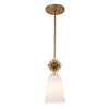 Staring Mini Single Drop Pendant in Distressed Gold with Opal Glass Diffuser