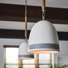 Nash Single Drop Pendant in Antique Nickel and Jute Rope with Off White Ceramic Shade