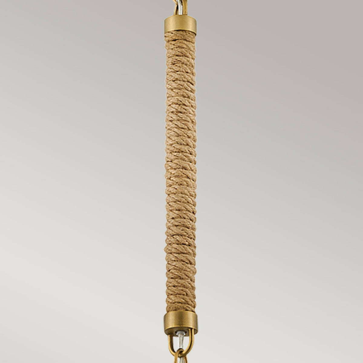 Nash Single Drop Pendant in Heritage Brass and Jute Rope with Off White Ceramic Shade