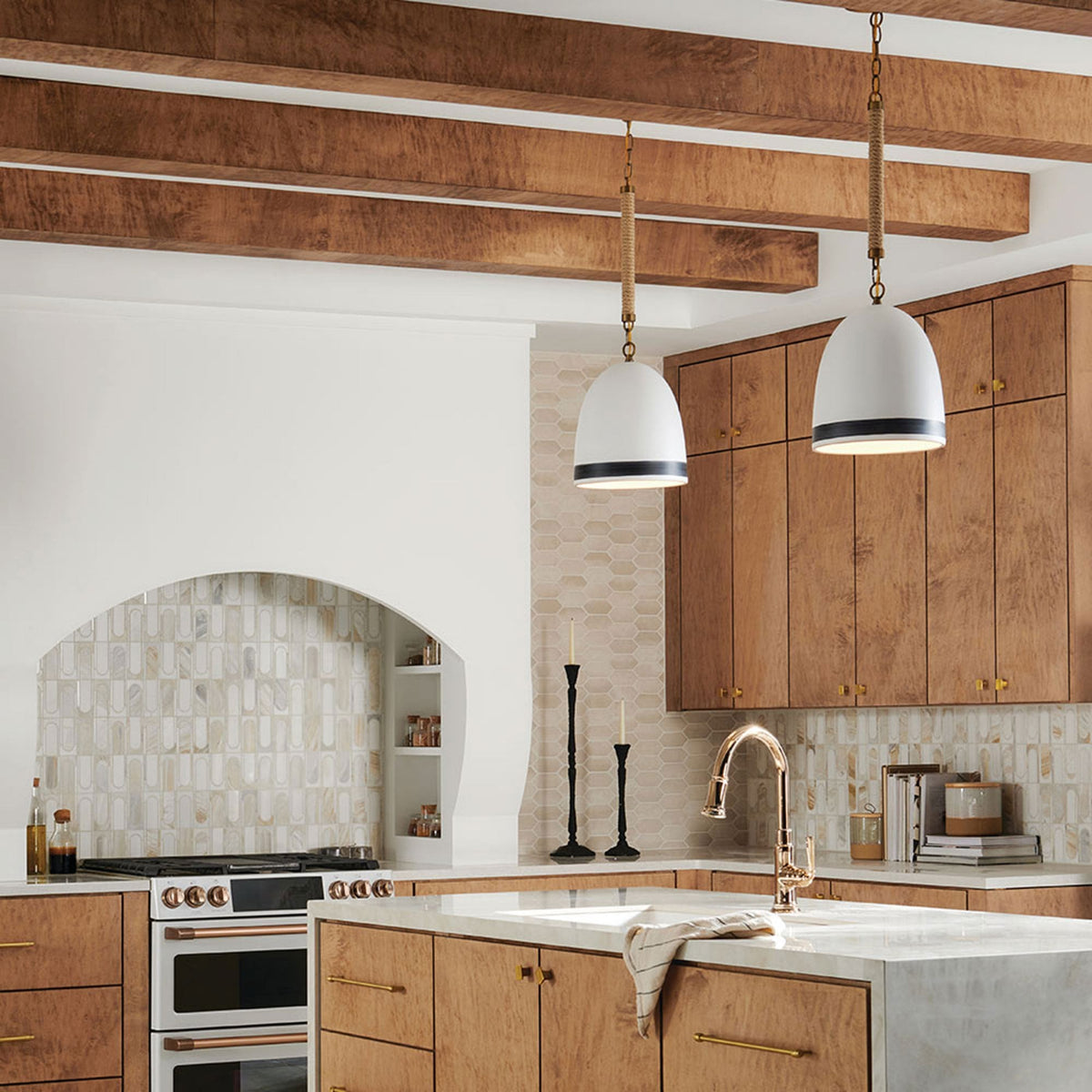 Nash Single Drop Pendant in Heritage Brass and Jute Rope with Off White Ceramic Shade