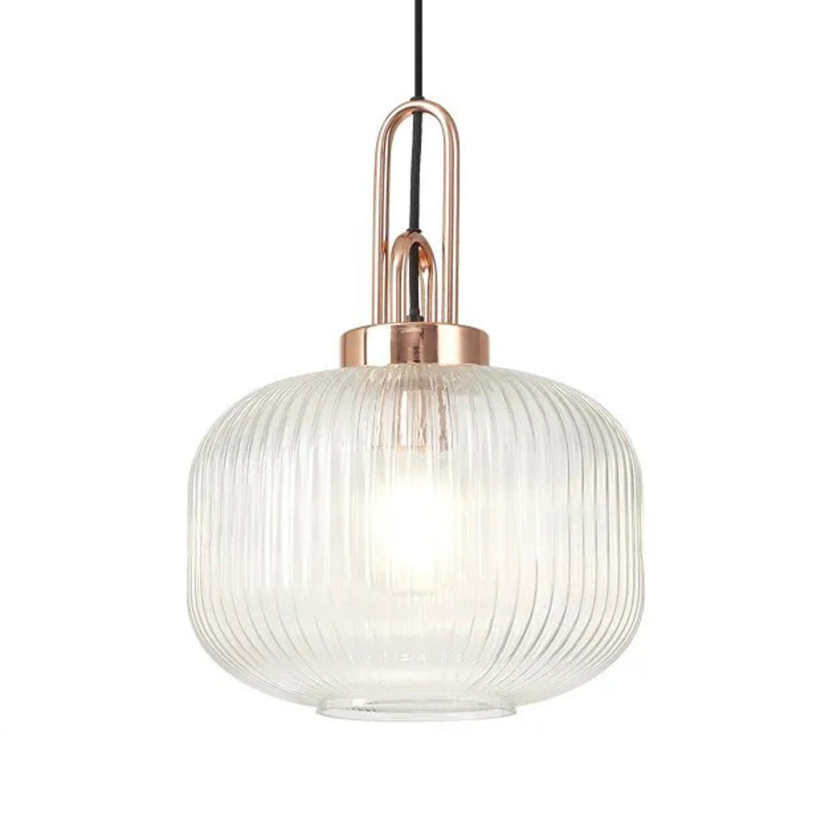 Atherington Pumpkin 4 Drop Linear Pendant in Copper with Clear Shades