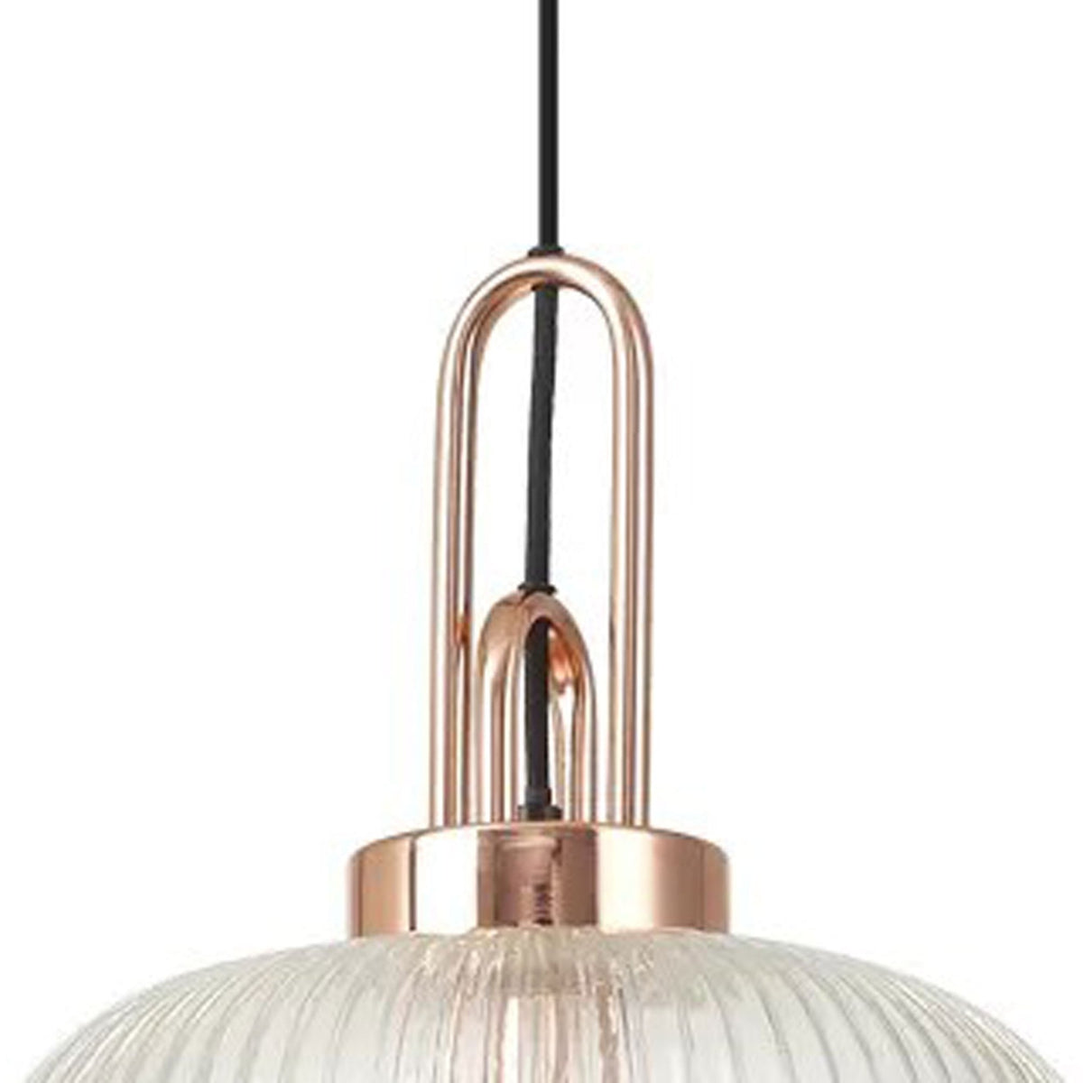 Atherington Pumpkin 4 Drop Linear Pendant in Copper with Clear Shades