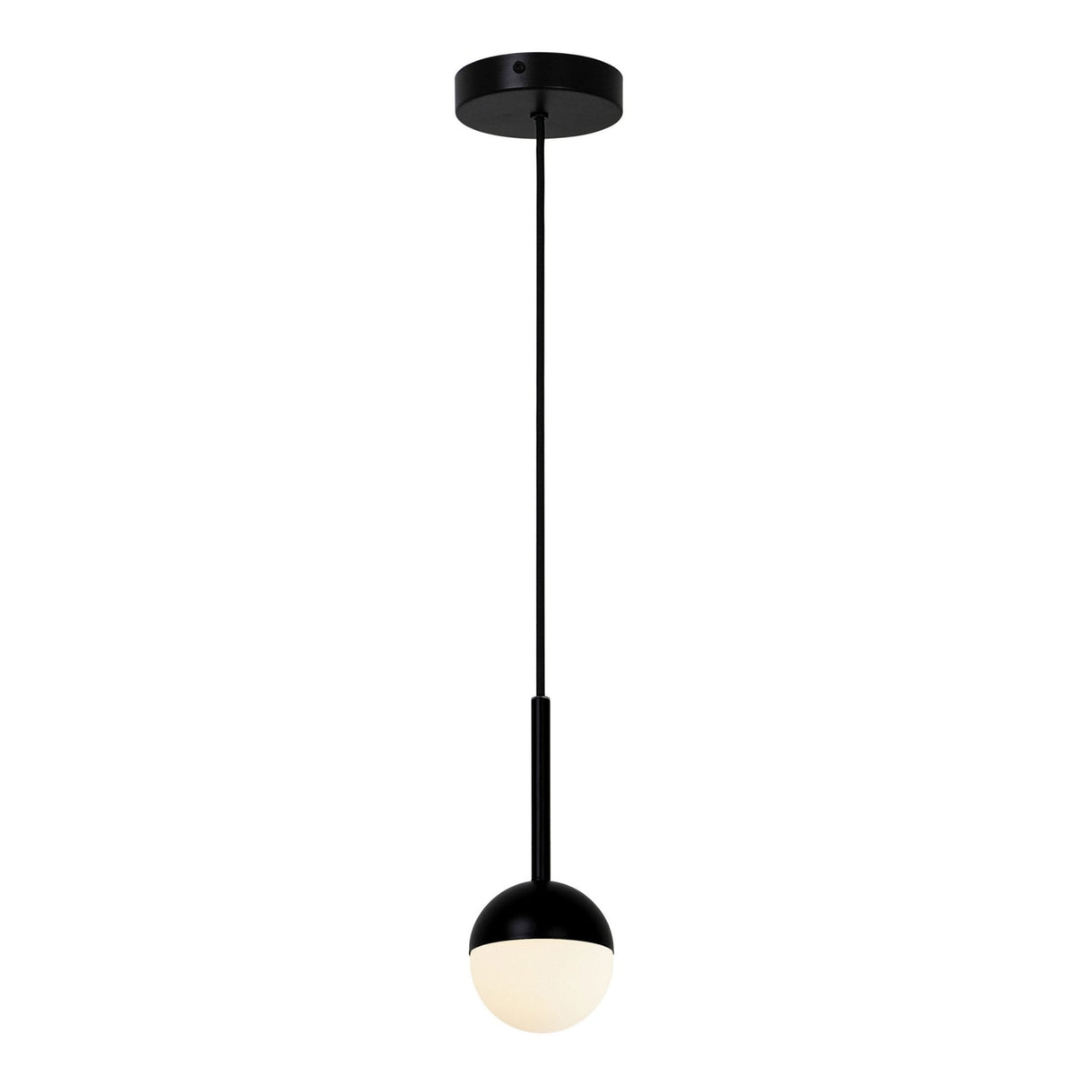 Contina Pendant in Black with Opal Glass
