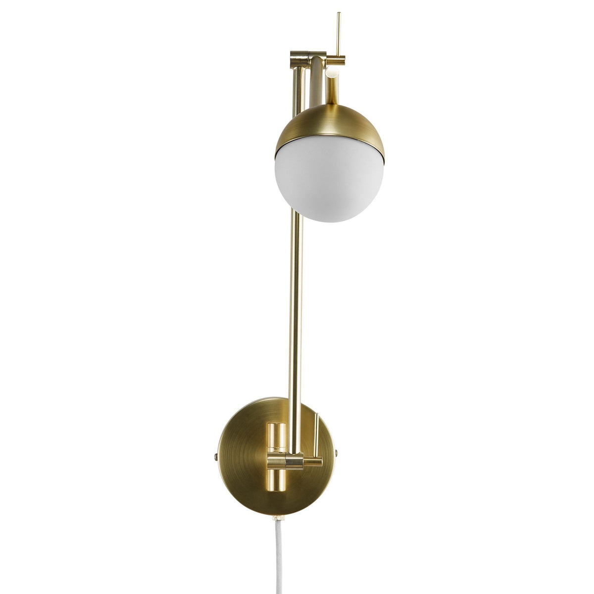 Contina Adjustable Plugged Wall Light in Brass with Opal Glass