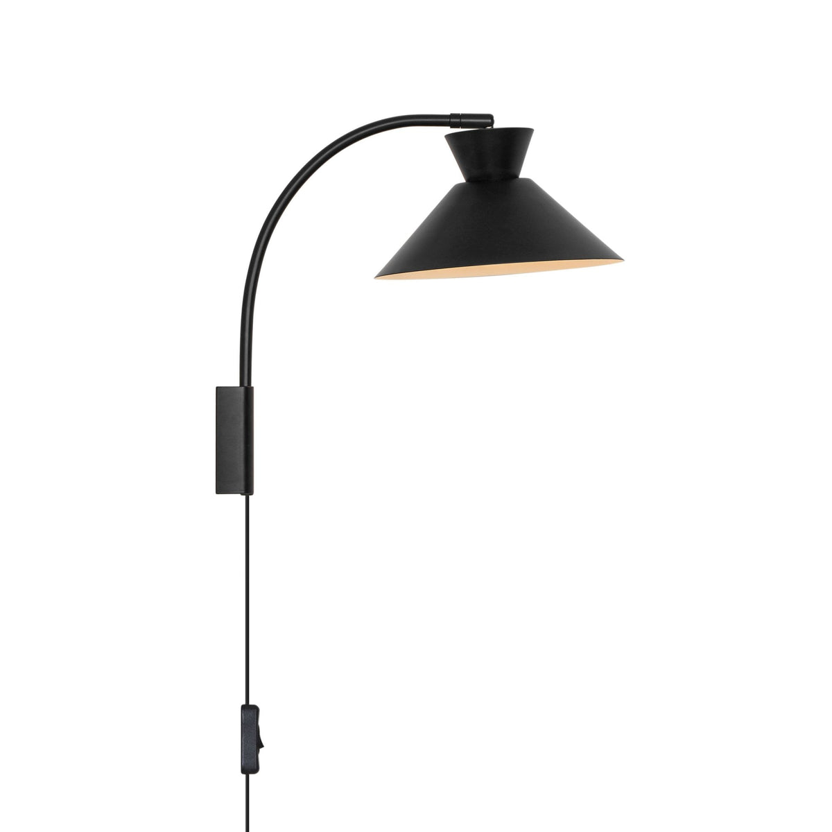 Dial Adjustable Plugged Wall Light in Black