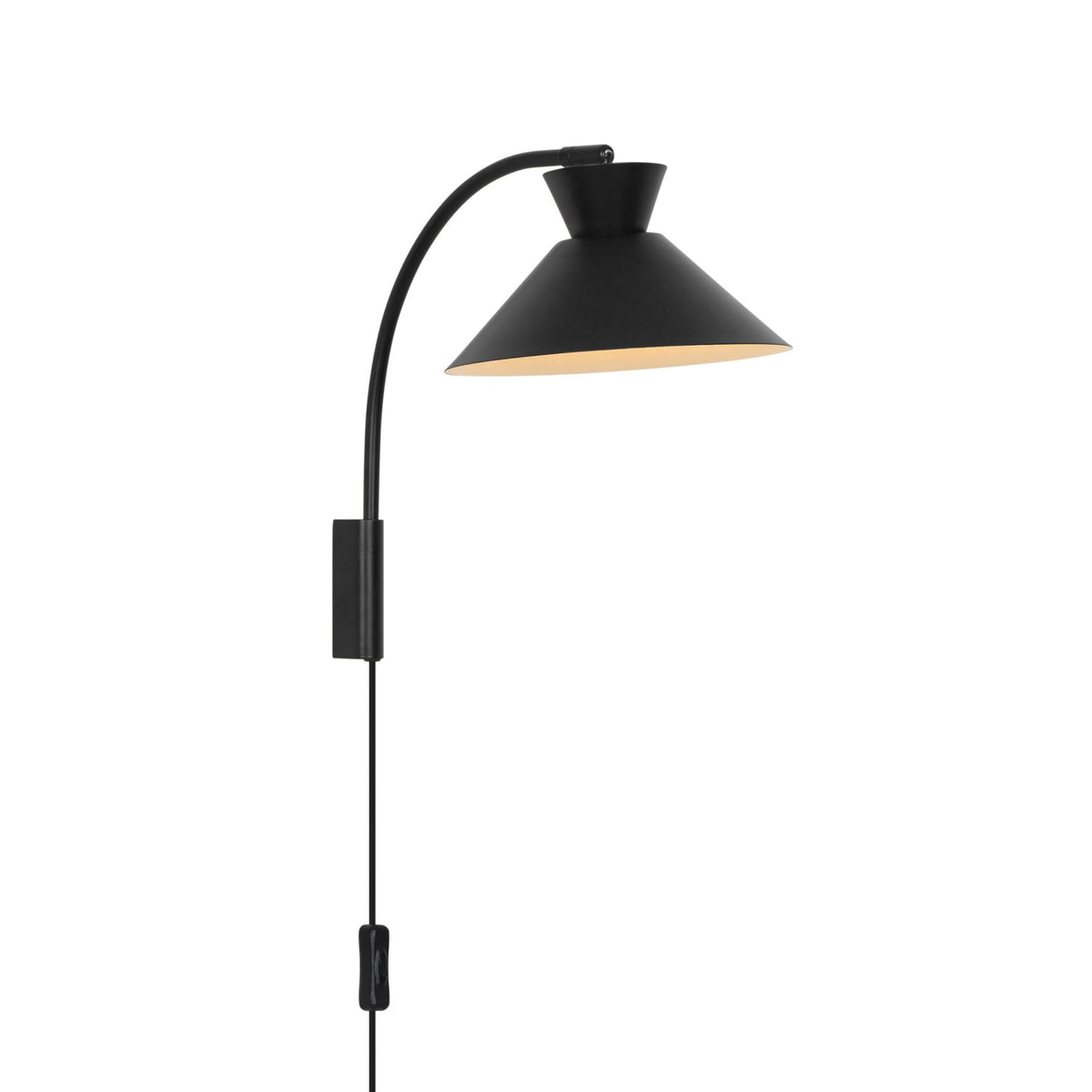 Dial Adjustable Plugged Wall Light in Black