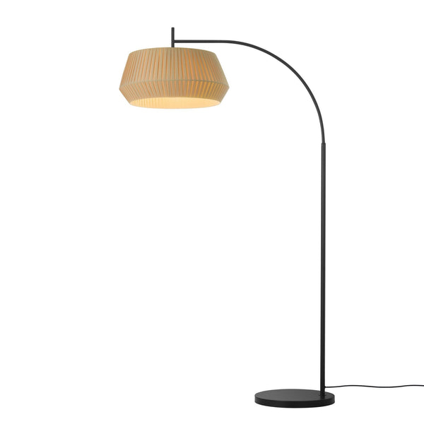 Dicte Floor Lamp in Black with Beige Pleated Cotton Shade