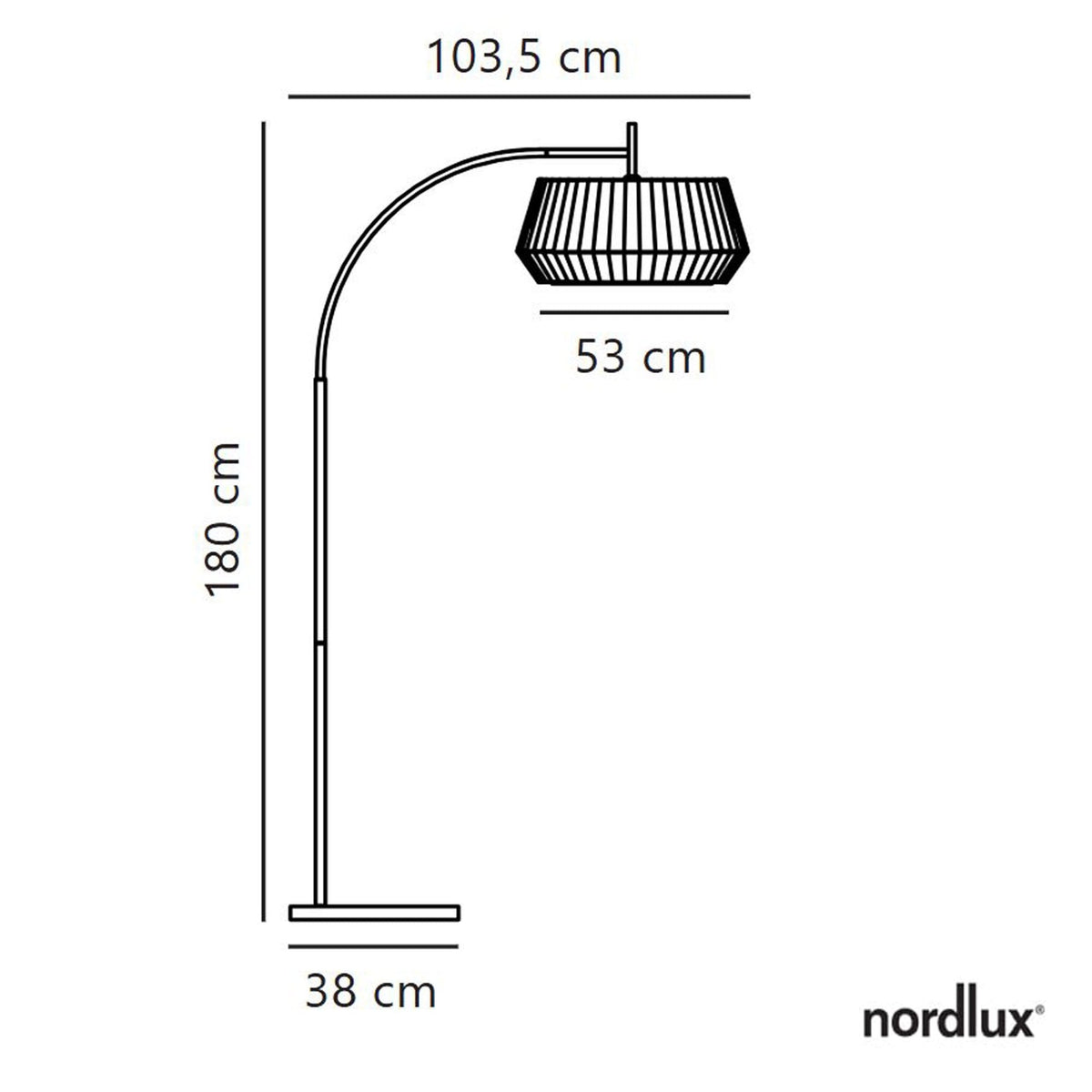 Dicte Floor Lamp in Black with Beige Pleated Cotton Shade