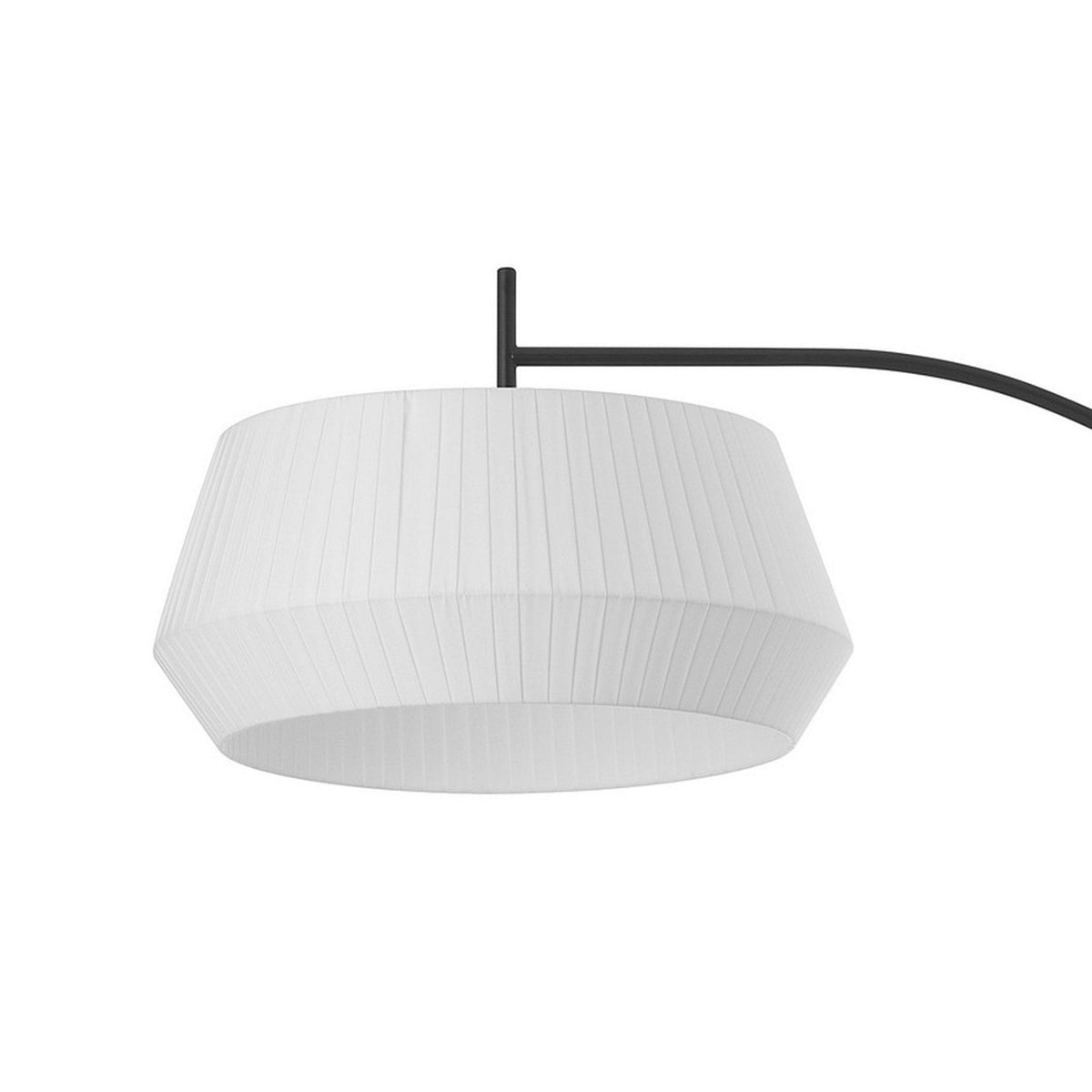 Dicte Floor Lamp in Black with White Pleated Cotton Shade