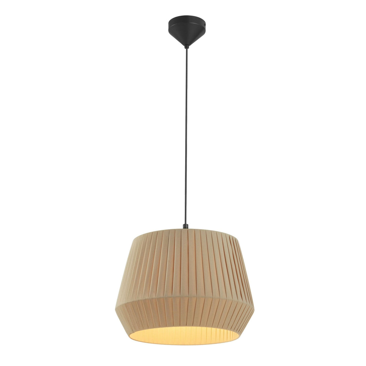Dicte 40 Pendant in Black with Beige Pleated Cotton Shade