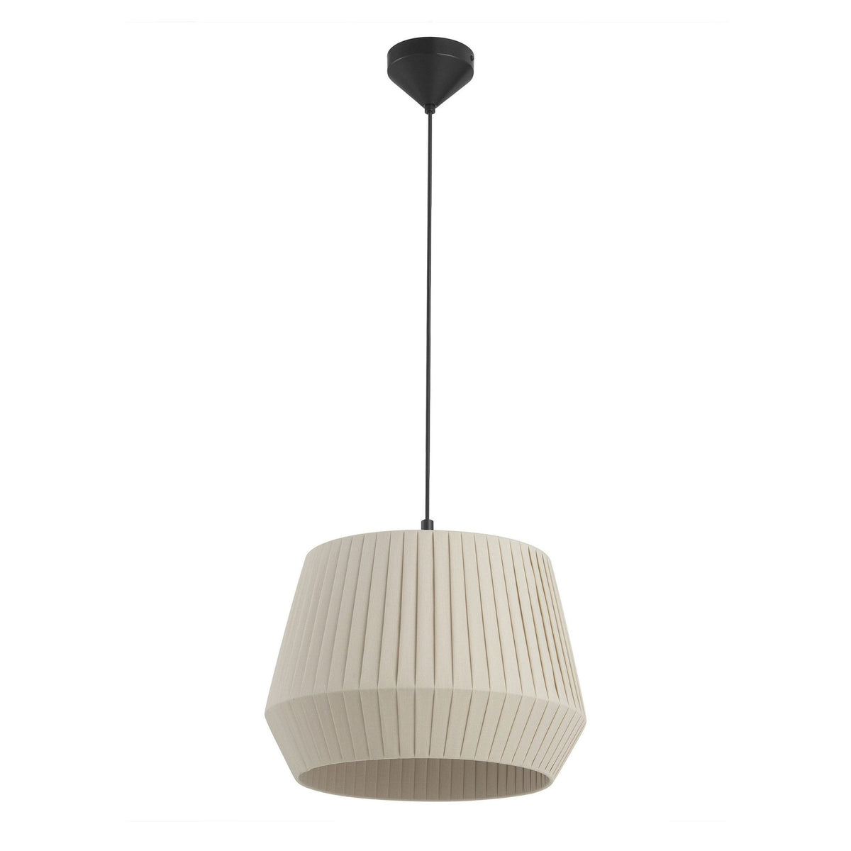 Dicte 40 Pendant in Black with Beige Pleated Cotton Shade