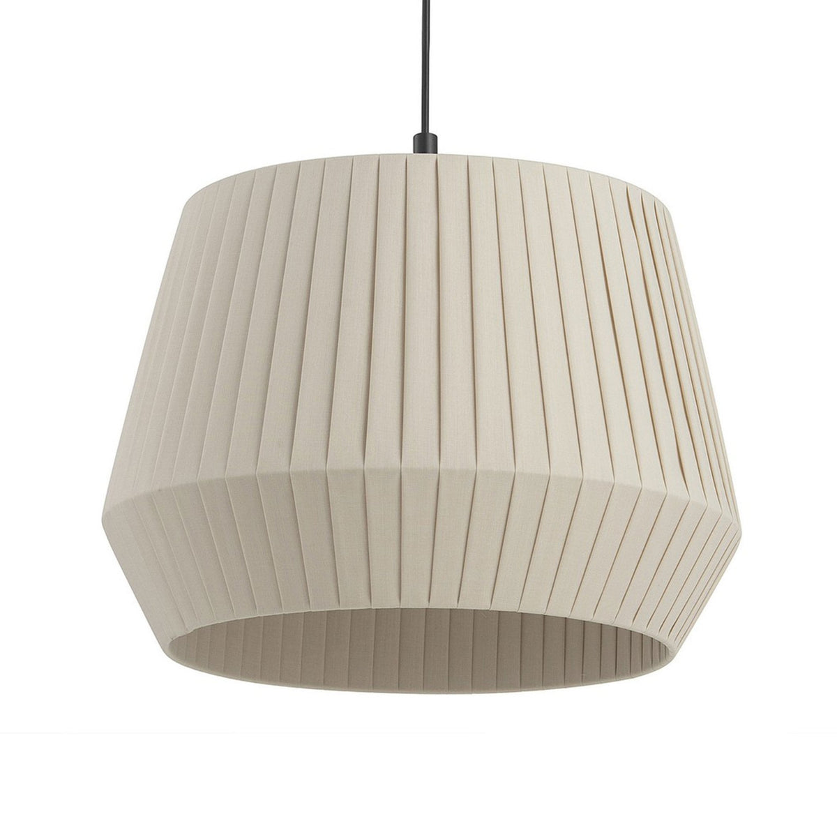 Dicte 40 Pendant in Black with Beige Pleated Cotton Shade