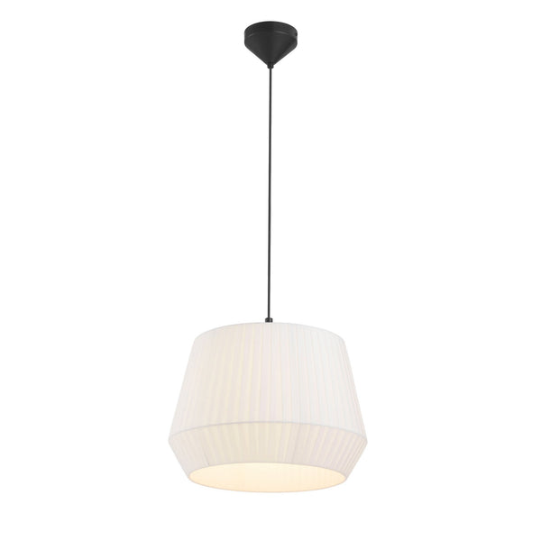 Dicte 40 Pendant in Black with White Pleated Cotton Shade
