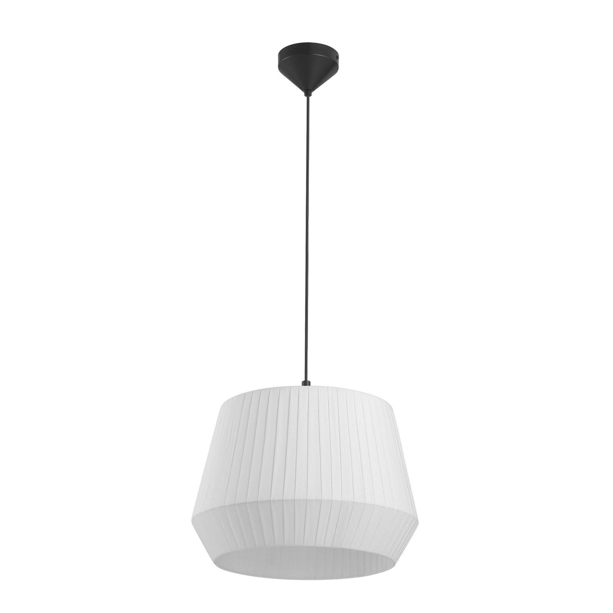 Dicte 40 Pendant in Black with White Pleated Cotton Shade