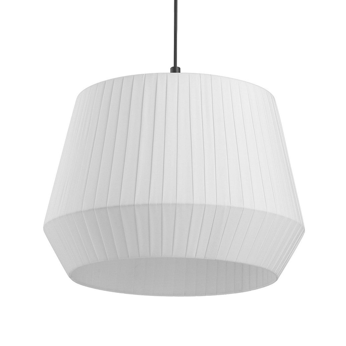 Dicte 40 Pendant in Black with White Pleated Cotton Shade