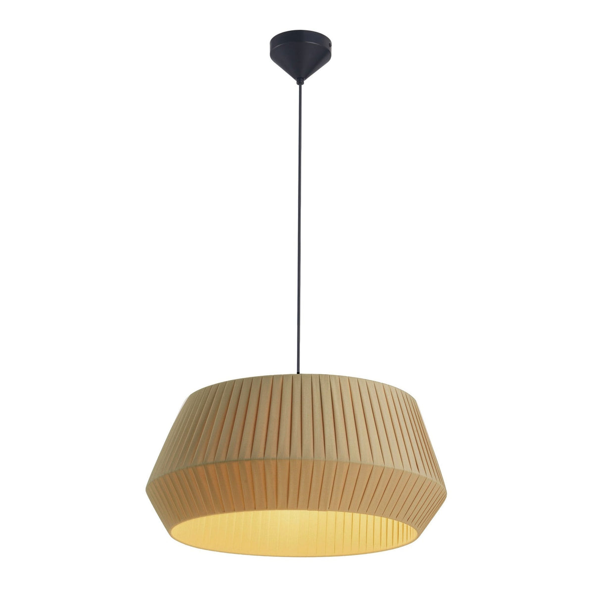Dicte 53 Pendant in Black with Beige Pleated Cotton Shade