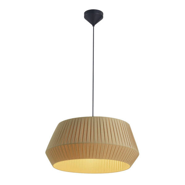 Dicte 53 Pendant in Black with Beige Pleated Cotton Shade