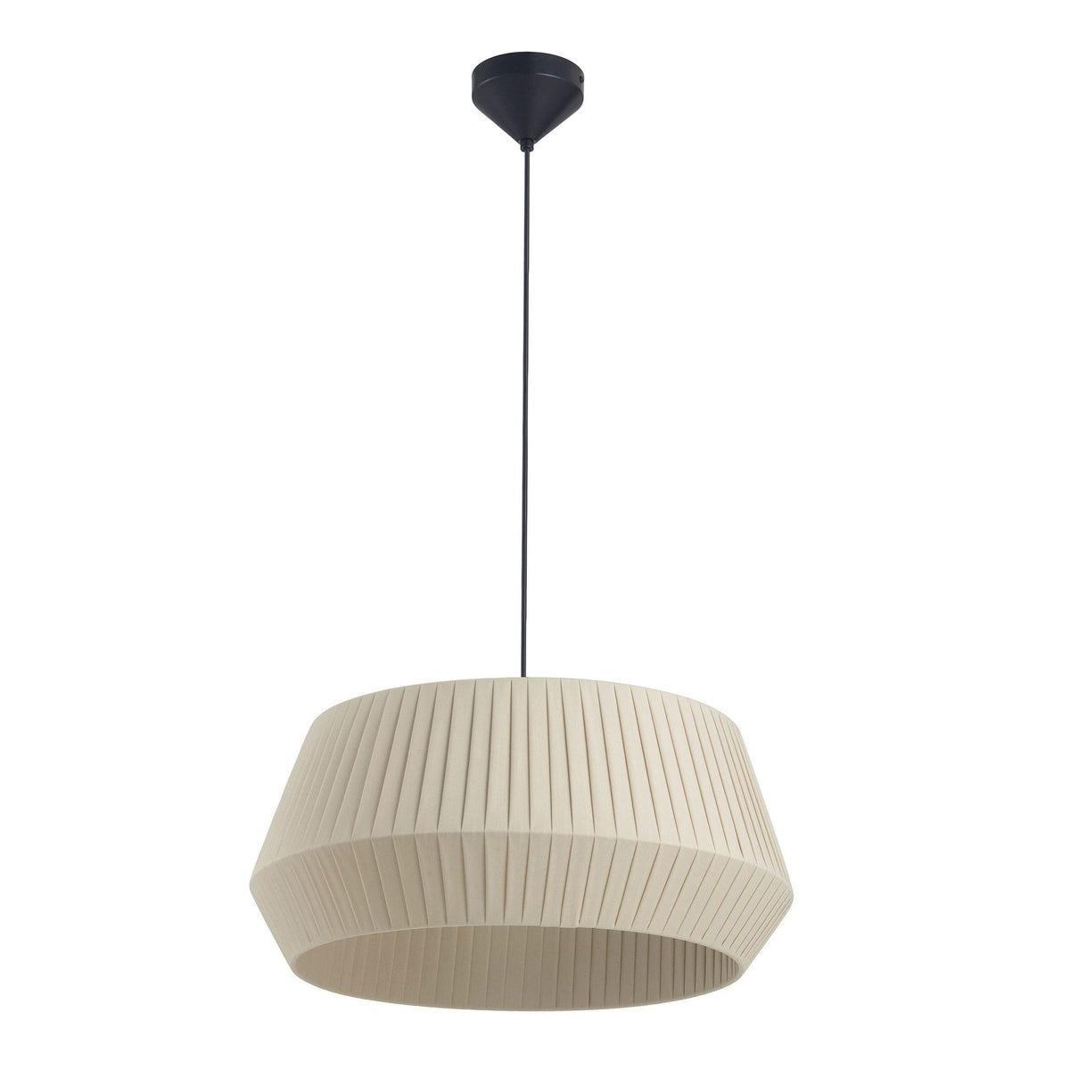 Dicte 53 Pendant in Black with Beige Pleated Cotton Shade