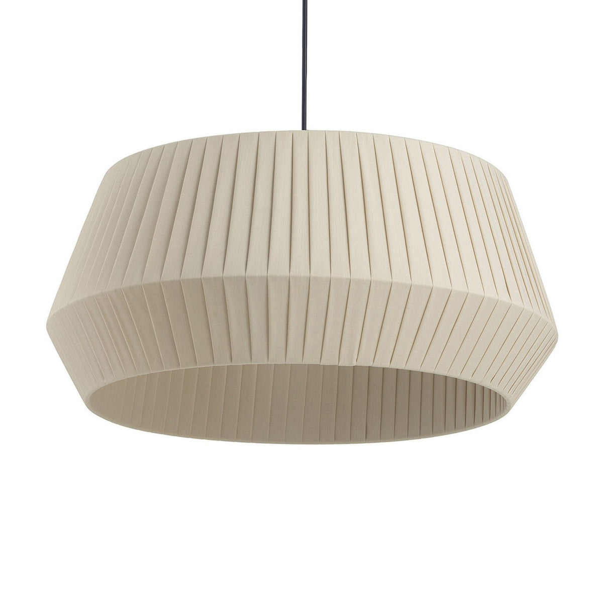 Dicte 53 Pendant in Black with Beige Pleated Cotton Shade