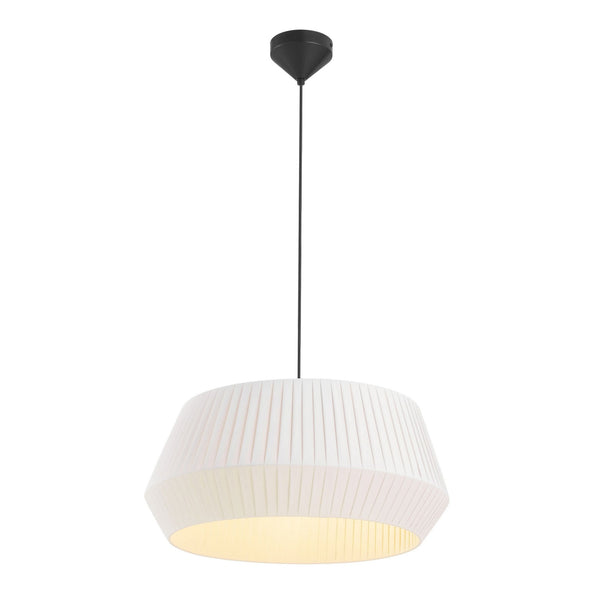 Dicte 53 Pendant in Black with White Pleated Cotton Shade
