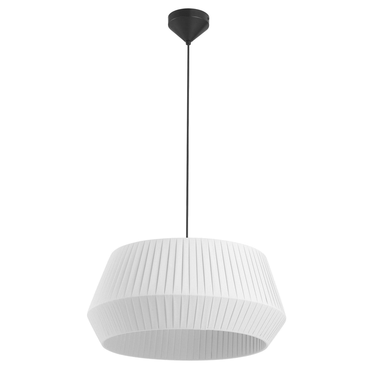 Dicte 53 Pendant in Black with White Pleated Cotton Shade