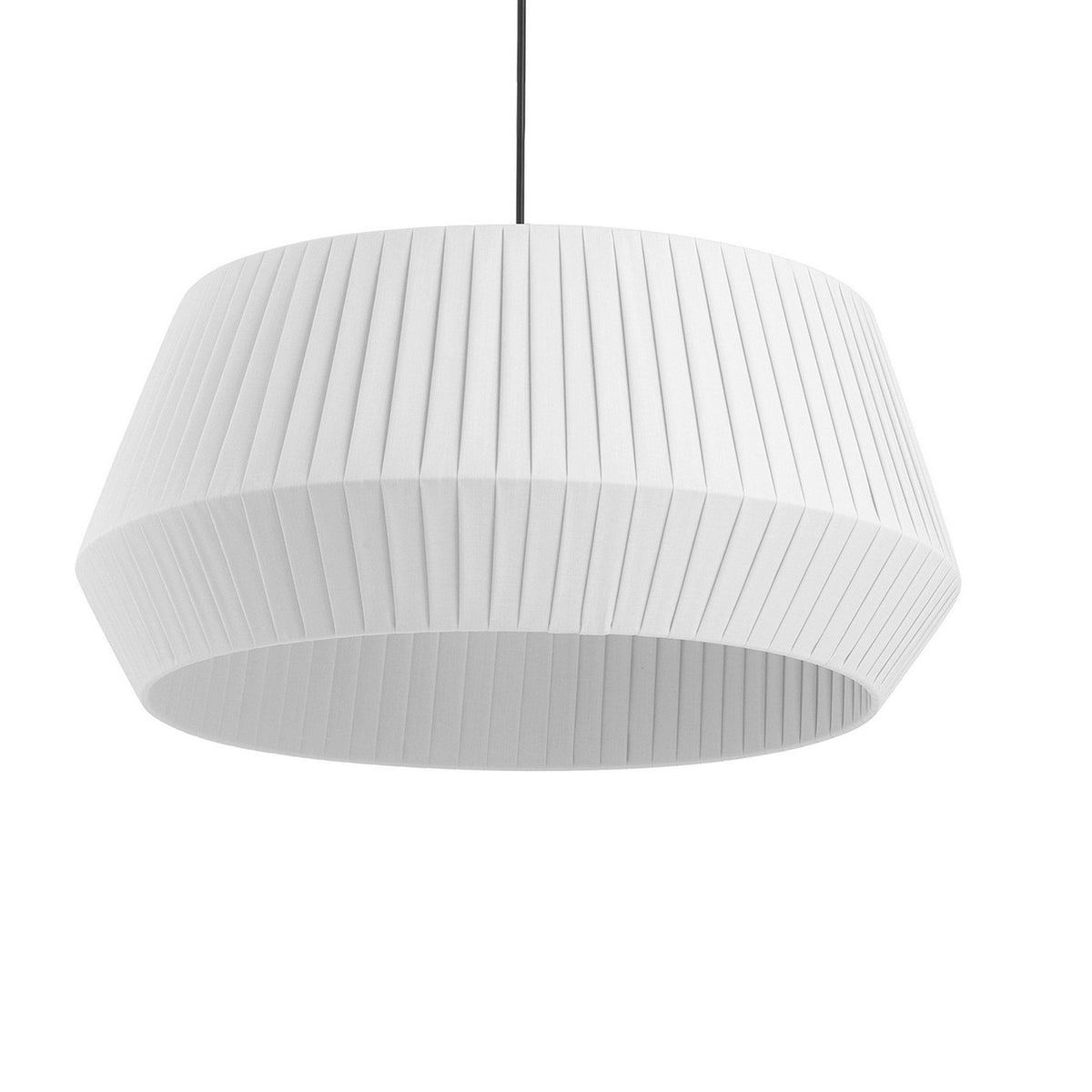 Dicte 53 Pendant in Black with White Pleated Cotton Shade