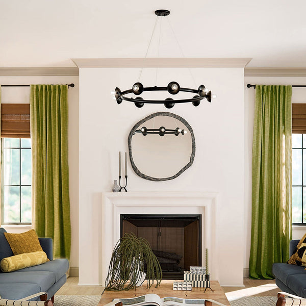 Palta Nine Light Circular Chandelier in Satin Black