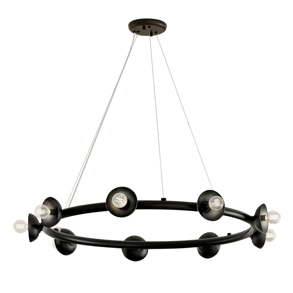 Palta Nine Light Circular Chandelier in Satin Black