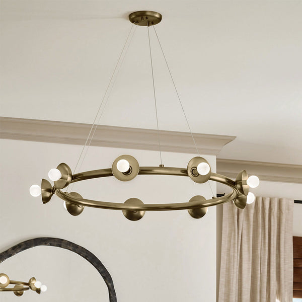 Palta Nine Light Circular Chandelier in Champagne Bronze