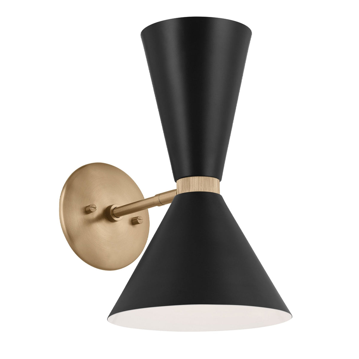 Phix Single Arm Up and Down Wall Light in Black and Champagne Bronze