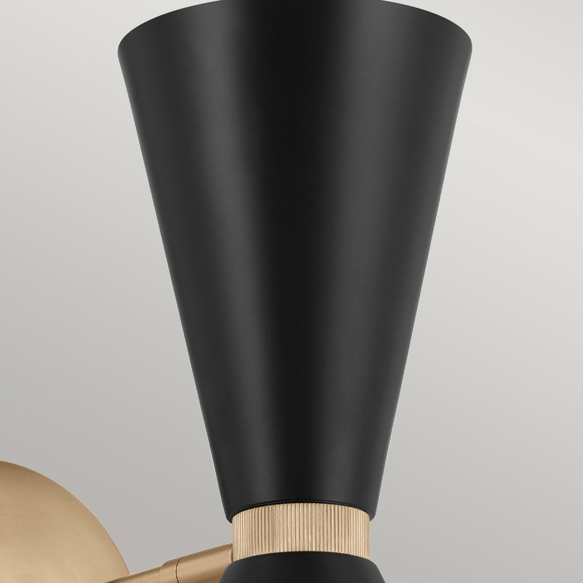 Phix Single Arm Up and Down Wall Light in Black and Champagne Bronze