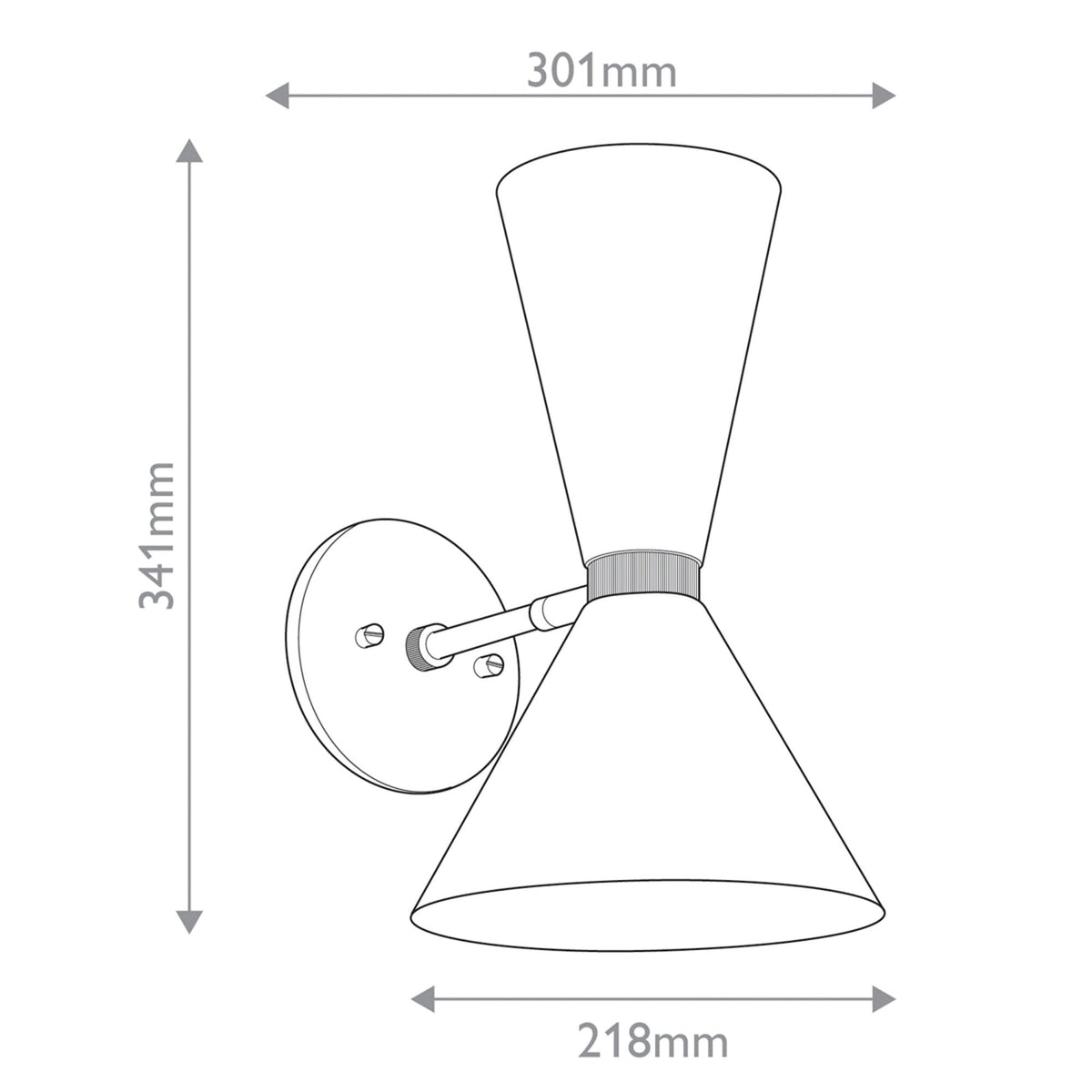 Phix Single Arm Up and Down Wall Light in Black and Champagne Bronze