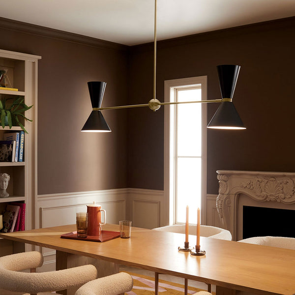 Phix Two Light Up & Down Linear Pendant in Black and Champagne Bronze