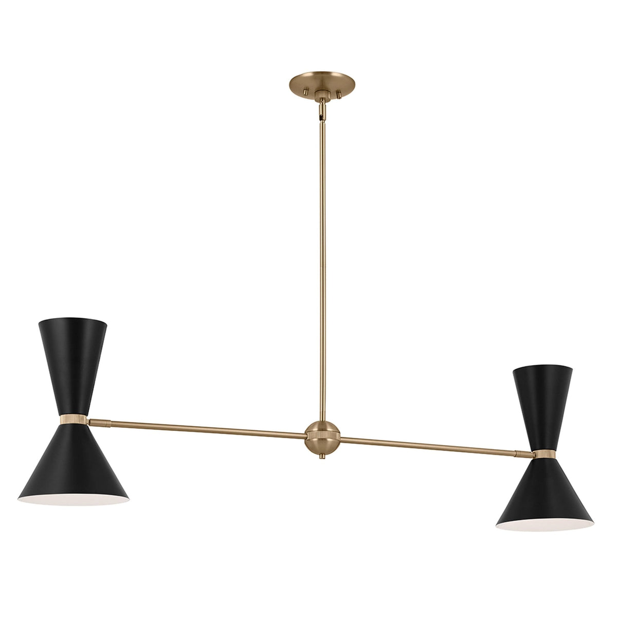 Phix Two Light Up & Down Linear Pendant in Black and Champagne Bronze
